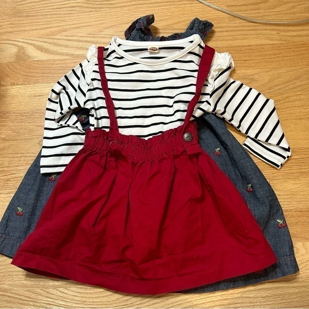 4T Girls Dress Bundle Gymboree Denim Cherry Lot Old Navy Red Floral Striped